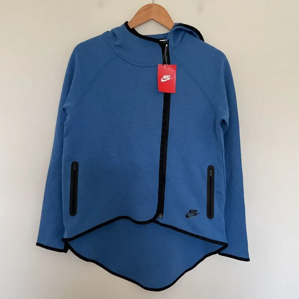 Nike Sportswear Tech Fleece Full-Zip Cape Hoodie Womens S Blue 669613 NWT